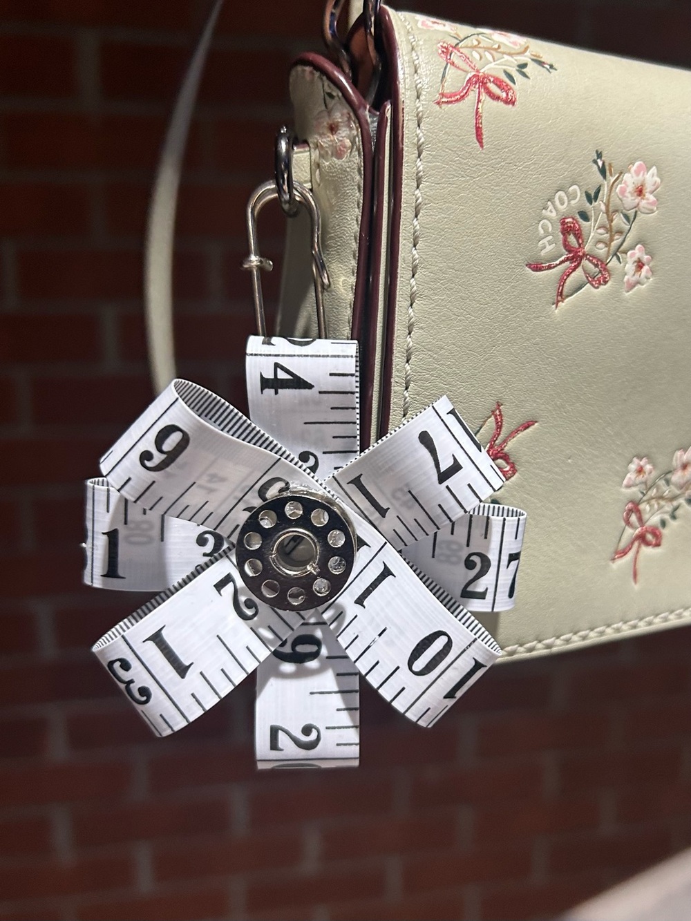 White Measuring Tape & Bobbin Flower Charm